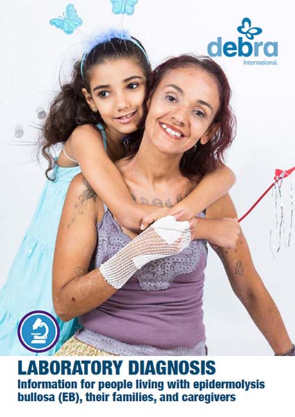 Capa do “LABORATORY DIAGNOSIS - Information for people living with epidermolysis bullosa (EB), their families, and caregivers”