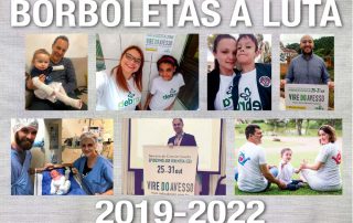 Banner com a foto dos membros da chapa vencedora “Borboletas a luta”, que compõe a nova diretoria da DEBRA Brasil