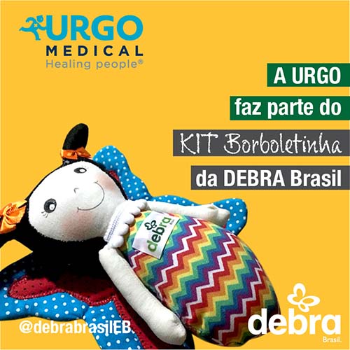 Banner com logo da URGO Medical, um dos patrocinadores do KIT Borboletinha, projeto de apoio ao recém-nascido com suspeita de epidermólise bolhosa (EB)